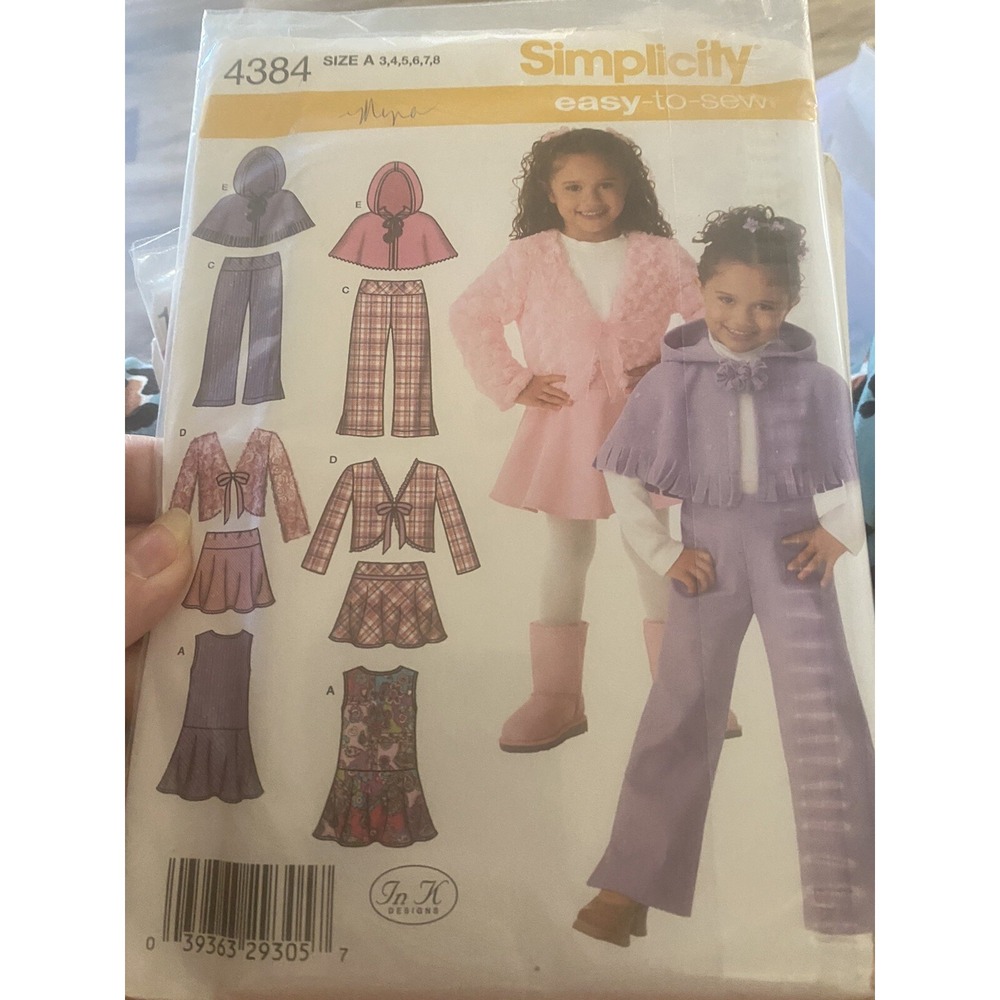 Simplicity 4384 Pattern Girls 3 6 8 Jumper Skirt Poncho Jacket Pants Outfit